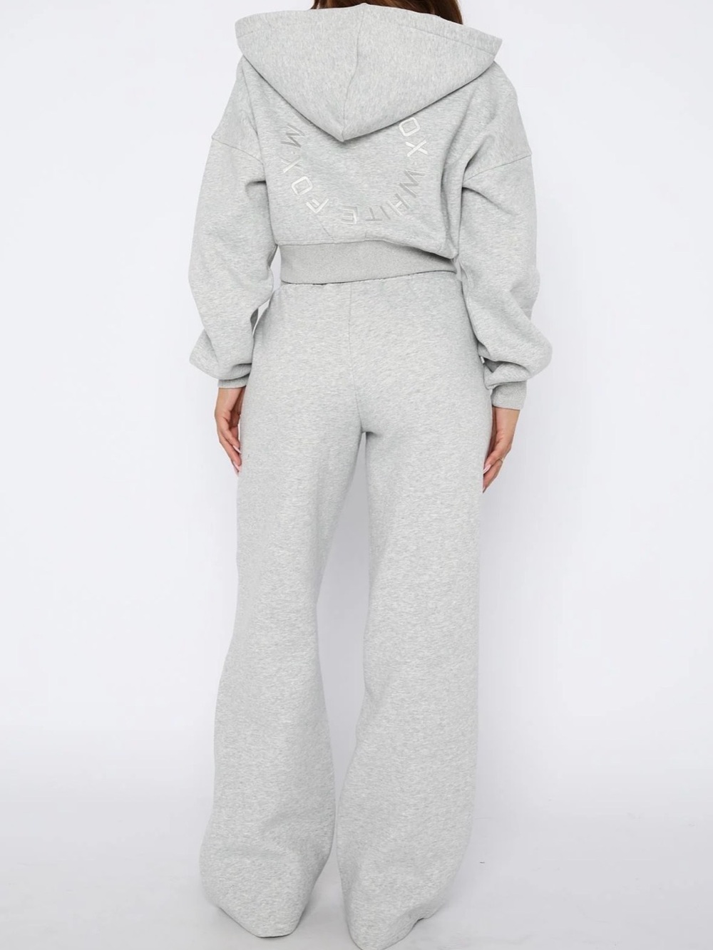 White Fox Boutique Gray High-Waist Straight Leg Drawstring Sweatpants - Picture 2 of 6